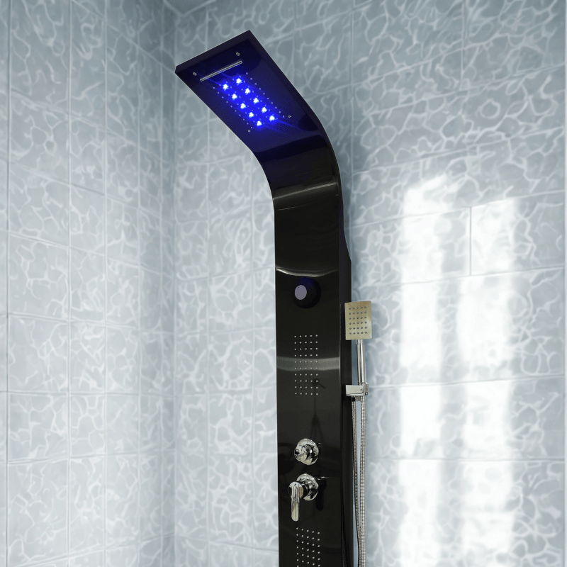 Torre de Ducha Multifuncional Premium con Hidromasaje, Luz LED y Bluetooth